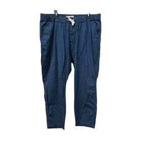 PACT Women's Pants XXXL 3XL Blue Daily Twill Crop‎ Drawstring Pockets #P8-6